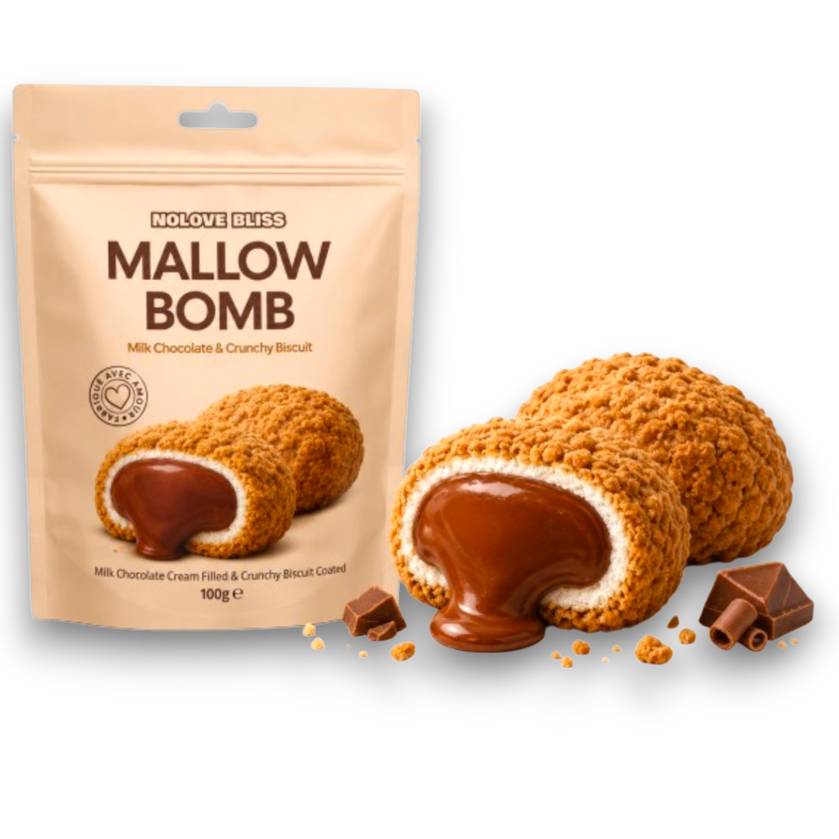 Mallow Bomb MilkChocolate & Crunchy Biscuit (x1)